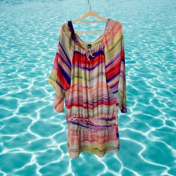 Colorful Striped W Swim Cover Up - Picture 1 of 4